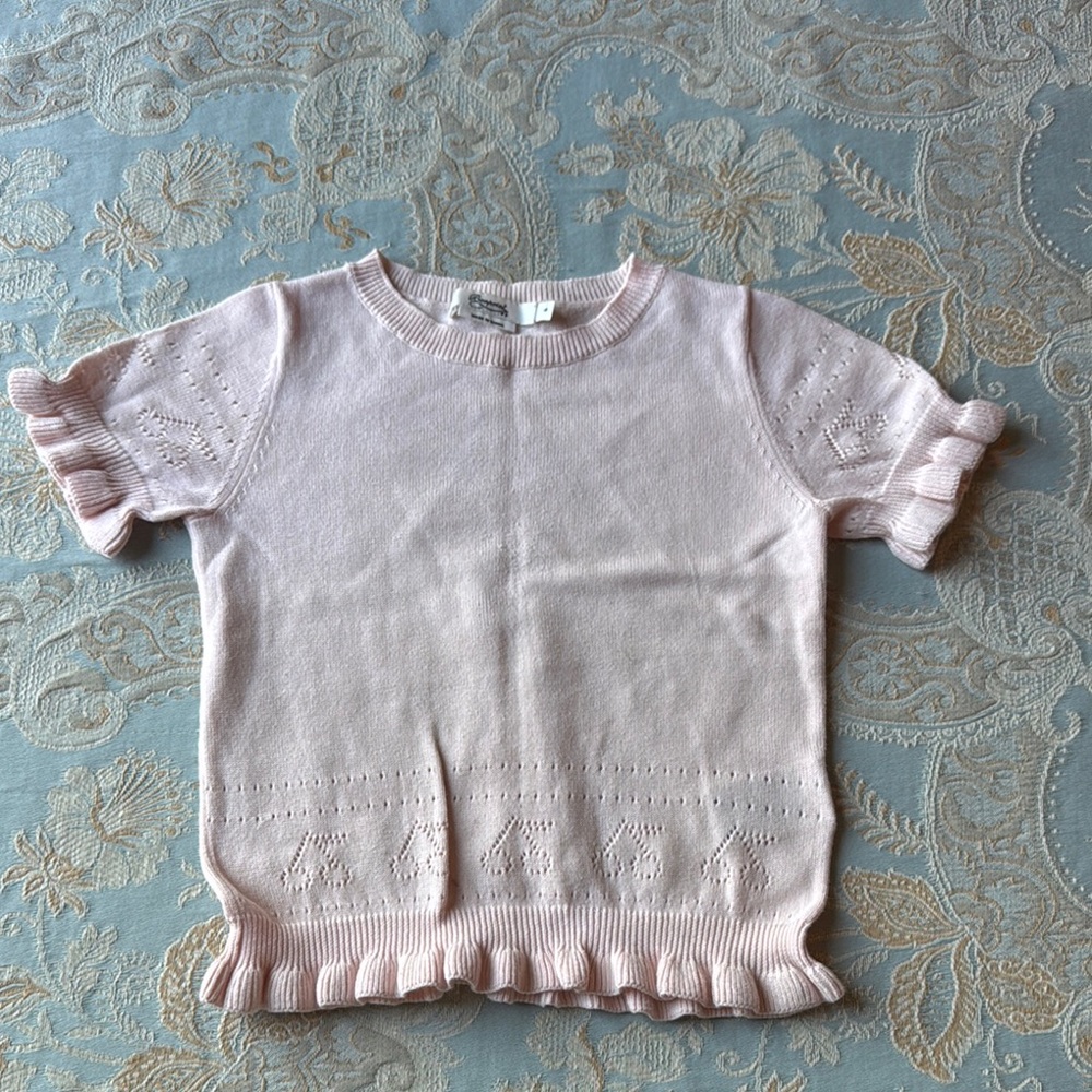 Bonpoint Light Pink Cotton soft Knit Sweater. Like new.